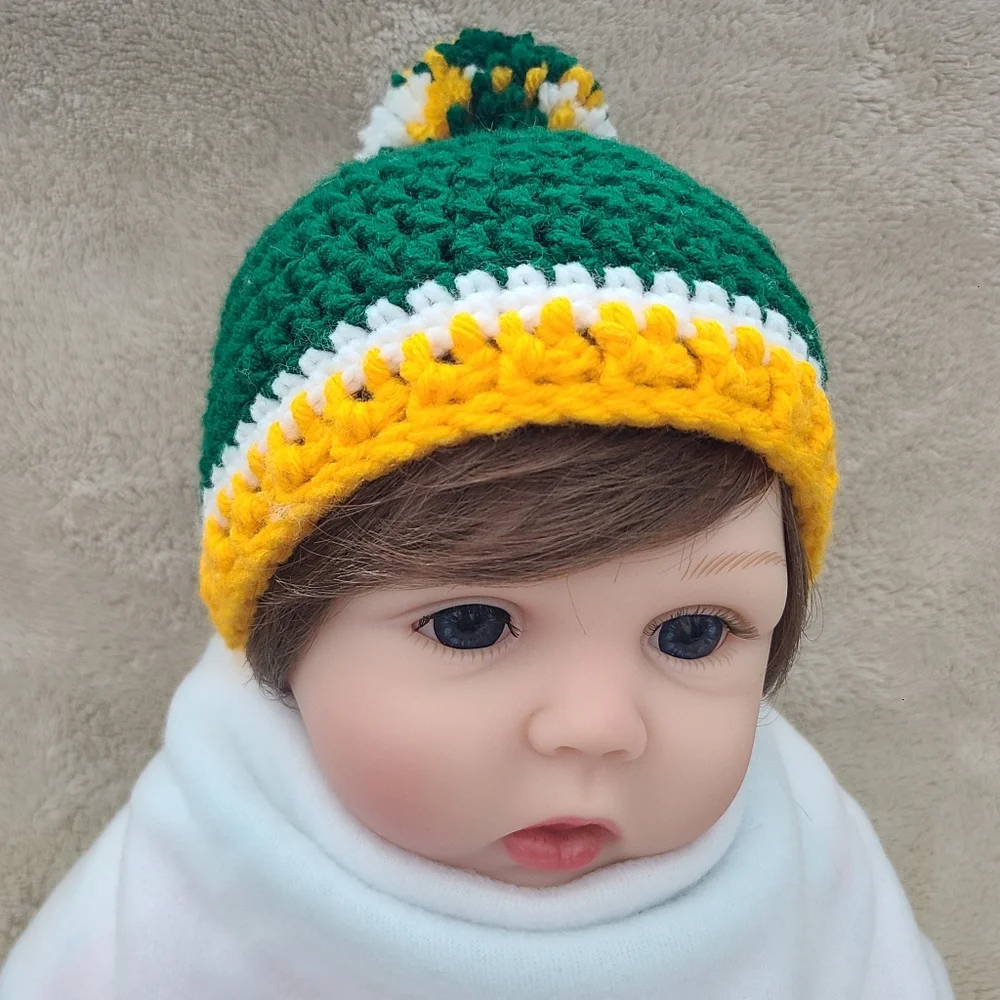 Crochet Packers Inspired Beanie, Green Bay Packers Baby Beanie, Football Hat